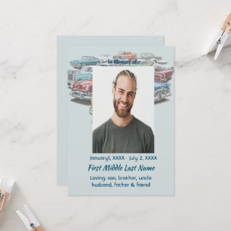 Celebration of Life Service Classic Vintage Car  Kaart