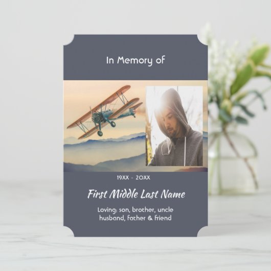 Celebration of Life Service  Clouds Biplane Sky Kaart (Staand voorkant)