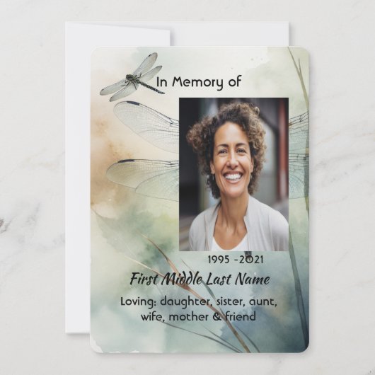 Celebration of Life Service Custom Dragonfly Kaart (Voorkant)