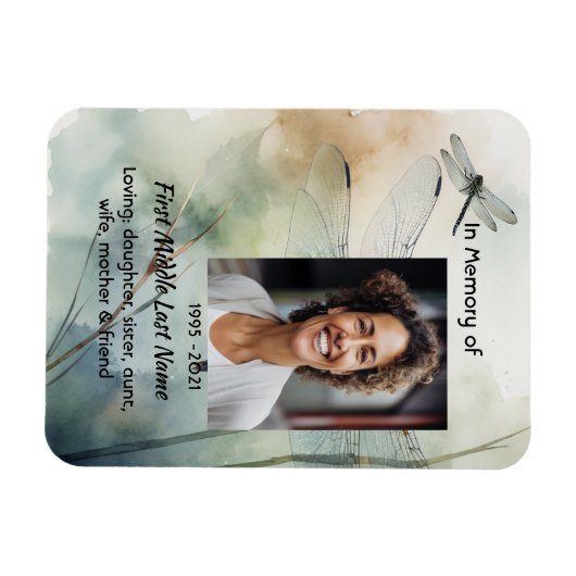 Celebration of Life Service Custom Dragonfly Magneet (Horizontaal)