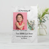 Celebration of Life Service Cute Koala Bear Kids Kaart (Staand voorkant)