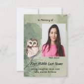 Celebration of Life Service  Cute Owl Bird Kaart (Voorkant)
