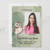 Celebration of Life Service Cute Owl Bird Save The Date (Voorkant)