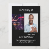 Celebration of Life Service Drummer Drums Band  Kaart (Achterkant)