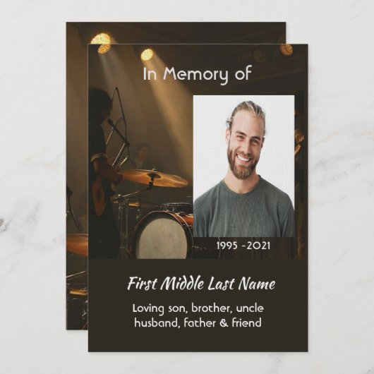 Celebration of Life Service  Drummer Drums Band  Kaart (Voorkant / Achterkant)