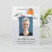 Celebration of Life Service  English Robin Bird Kaart (Staand voorkant)