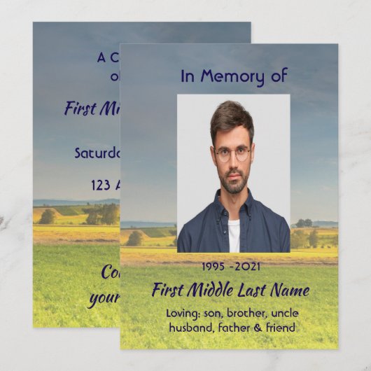 Celebration of Life Service  Farm Crop Prairie Save The Date (Voorkant / Achterkant)