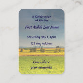 Celebration of Life Service  Farm Crop Prairie Visitekaartje (Achterkant)
