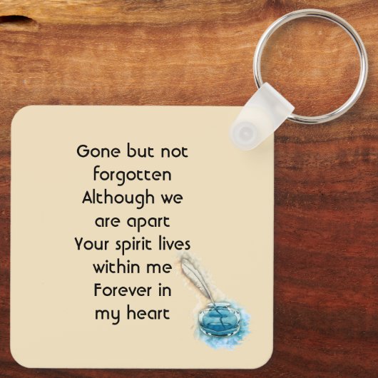 Celebration of Life Service Feather Pen  Sleutelhanger (Achterkant)