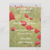 Celebration of Life Service  Field Red Poppy Kaart (Achterkant)