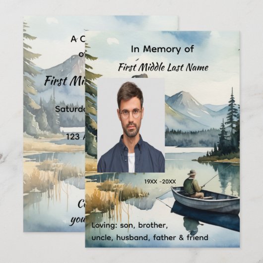 Celebration of Life Service  Fishing Lake in Boat Kaart (Voorkant / Achterkant)