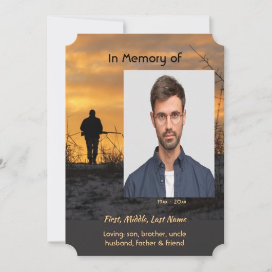 Celebration of Life Service  Hunter Hunting Game  Kaart (Voorkant)