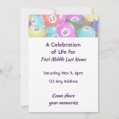 Celebration of Life Service invite Bingo Game  Kaart (Achterkant)