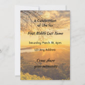 Celebration of Life Service Invite Golden Sunrise  Kaart (Achterkant)