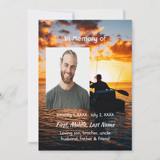 Celebration of Life Service Invite Kayaking Sport  Kaart (Voorkant)