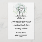 Celebration of Life Service Invite Piano Musician Kaart (Achterkant)