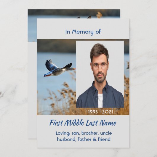 Celebration of Life Service  Lake Geese Birds Kaart (Voorkant / Achterkant)