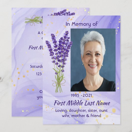 Celebration of Life Service Lavender Garden Flower Kaart (Voorkant / Achterkant)