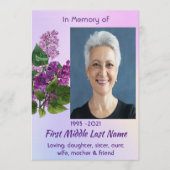Celebration of Life Service  Lilac Garden Flower  Kaart (Voorkant)