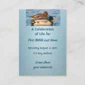 Celebration of Life Service Mallard Ducks Bird Visitekaartje (Achterkant)