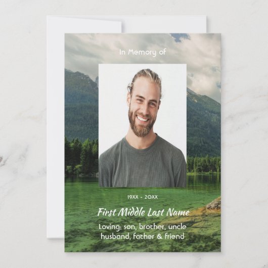 Celebration of Life Service Mountain Lake Scenery Kaart (Voorkant)