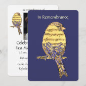 Celebration of Life Service Nodig Muziek Song Bird Kaart (Voorkant / Achterkant)