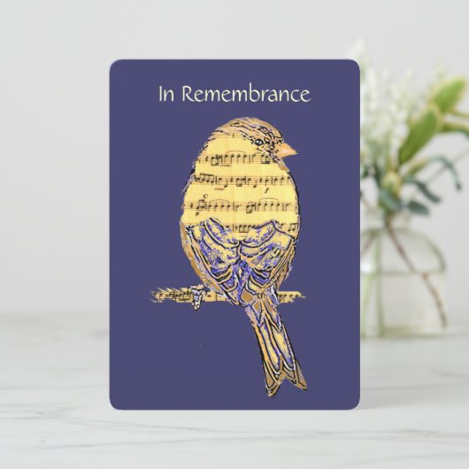 Celebration of Life Service Nodig Muziek Song Bird Kaart (Staand voorkant)