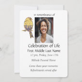 Celebration of Life Service Nodig Muziek Song Bird Kaart (Achterkant)