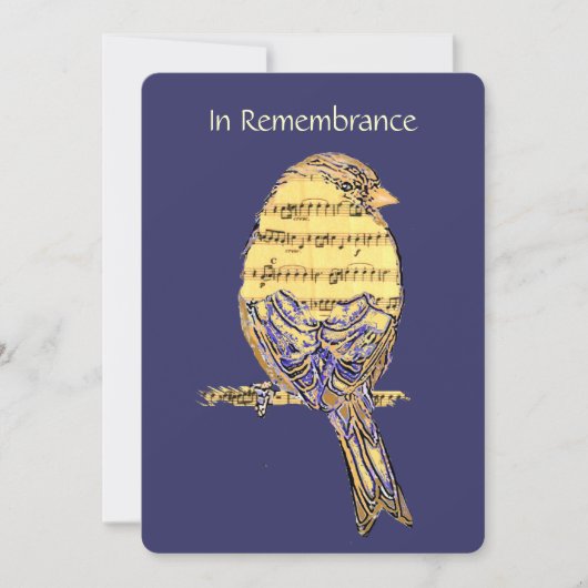 Celebration of Life Service Nodig Muziek Song Bird Kaart (Voorkant)