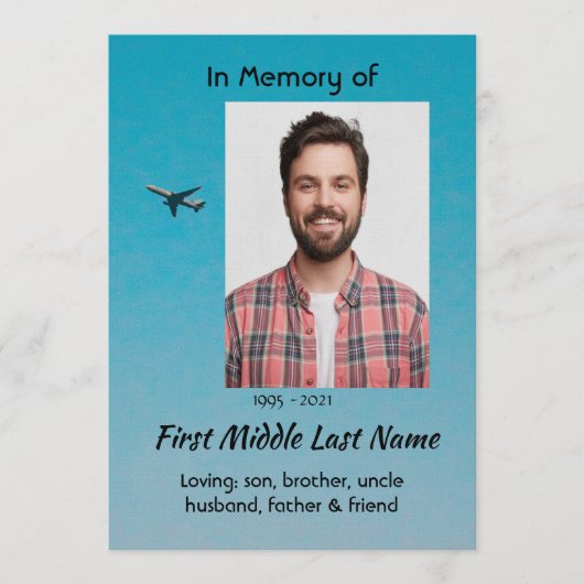 Celebration of Life Service Pilot Airplane Flying Kaart (Voorkant)