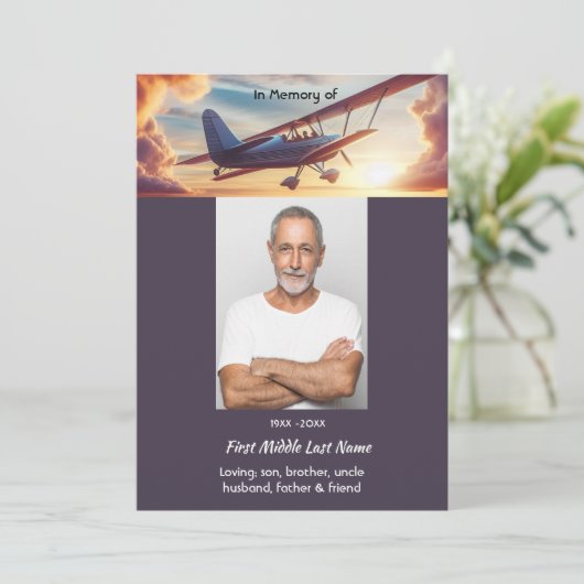 Celebration of Life Service  Pilot Flying Sunset Kaart (Staand voorkant)