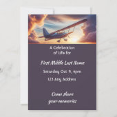Celebration of Life Service Pilot Flying Sunset Kaart (Achterkant)
