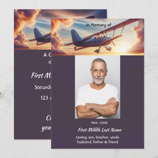 Celebration of Life Service Pilot Flying Sunset Kaart (Voorkant / Achterkant)