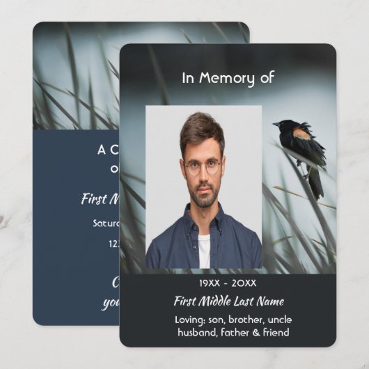 Celebration of Life Service Red-wing Blackbird Kaart (Voorkant / Achterkant)