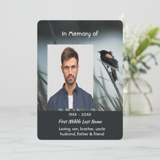 Celebration of Life Service Red-wing Blackbird Kaart (Staand voorkant)
