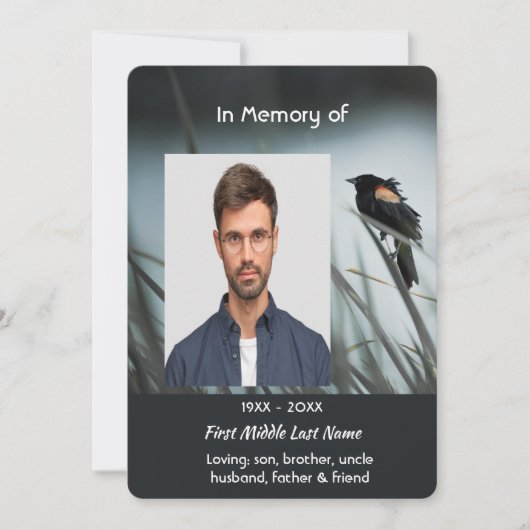 Celebration of Life Service Red-wing Blackbird Kaart (Voorkant)