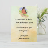 Celebration of Life Service  Robin Garden Bird Kaart (Staand voorkant)
