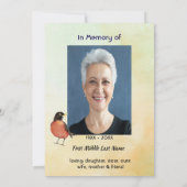 Celebration of Life Service  Robin Garden Bird Kaart (Achterkant)