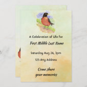 Celebration of Life Service  Robin Garden Bird Kaart (Voorkant / Achterkant)