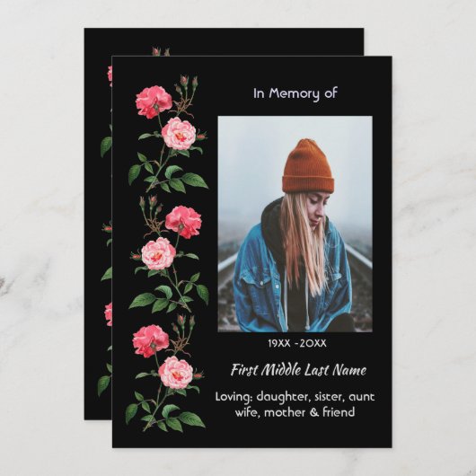 Celebration of Life Service Roses Garden Flowers Kaart (Voorkant / Achterkant)