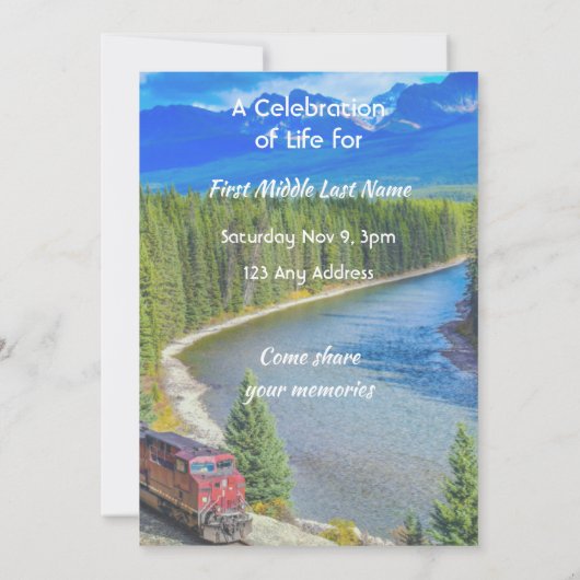 Celebration of Life Service Train Rail Railway Kaart (Achterkant)