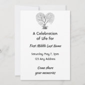 Celebration of Life Service Tree Life Heart Love Kaart (Achterkant)
