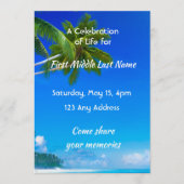 Celebration of Life Service Tropical Beach Exotic Kaart (Voorkant)