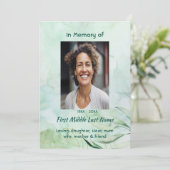 Celebration of Life Service Watercolor Foliage Kaart (Staand voorkant)