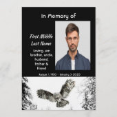 Celebration of Life Service  Watercolor Owl Bird Kaart (Voorkant)