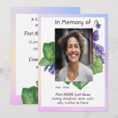 Celebration of Life Service Watercolor Wild Violet Kaart (Voorkant / Achterkant)