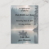Celebration of Life Service  Wilderness Lake Canoe Visitekaartje (Achterkant)