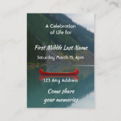 Celebration of Life Service Wilderness Lake Canoe Visitekaartje (Achterkant)