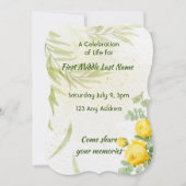 Celebration of Life Service Yellow Roses Flowers Kaart (Voorkant)