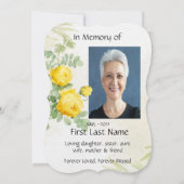 Celebration of Life Service Yellow Roses Flowers Kaart (Achterkant)